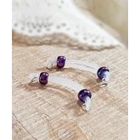 METALLIC BLUE or PURPLE Iridescent - Pair Fake Barbell  - non piercing nipple jewelry - b-010