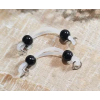 Small Fake Barbells - Non Piercing Nipple Jewelry - 6 mm beads - b-013