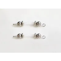 Fake Nipple Rings - Stainless Steel 8mm Round Beads with Rondelles - Non piercing - b-099b