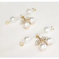 Imitation Pearl Cherries - Barbell Style - Non Piercing Nipple Jewelry - Fake Nipple Ring - Adjustab