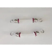 Silver-Small Fake Barbells - Non Piercing Nipple Jewelry - 6 mm Stainless Steel b-084SWAVY