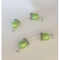 Fake Barbell Piercing Light Green Pearls (faux) / rondelles - chain or no chain -  NON PIERCING nipp