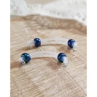 METALLIC BLUE or PURPLE Iridescent - Pair Fake Barbell  - non piercing nipple jewelry - b-010