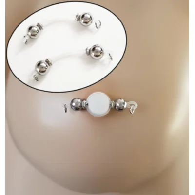 Fake Nipple Rings - Stainless Steel 8mm Round Beads with Rondelles - Non piercing - b-099C