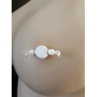 Imitation Pearl with Clear Rhinestone Rondelles Fake Barbell  - 6mm beads - NON PIERCING nipple jewe
