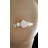 Imitation Pearl Barbells- silver jump rings- Non Piercing nipple jewelry - b-004