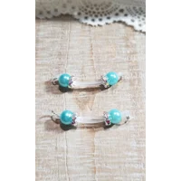 Lots of Colors to choose from- Pair of Fake Nipple Rings - Pearl Beads with AB(colorful) Rondelles o
