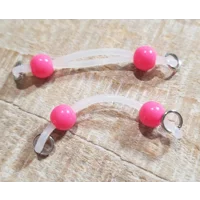 Small Fake Barbells - Non Piercing Nipple Jewelry - 6 mm beads - b-013