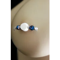 Blue and Purple Foil Beads Fake Barbells NON PIERCING nipple Rings b-070
