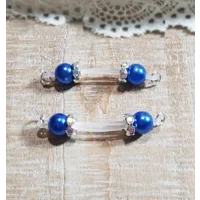 Lots of Colors to choose from- Pair of Fake Nipple Rings - Pearl Beads with AB(colorful) Rondelles o