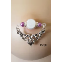 PAIR Fake Barbell- Filigree Floral - Choose your bead color - non piercing nipple jewelry - b-005
