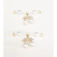 Imitation Pearl Cherries - Barbell Style - Non Piercing Nipple Jewelry - Fake Nipple Ring - Adjustab