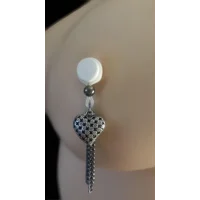 LAST ONE - Quilted Heart Nipple Noose - Will not be another - Non Piercing Nipple Jewelry - Adjustab