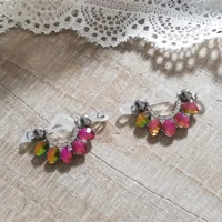 Iridescent Fan Nipple Stirrup Fake Barbell - Non Piercing Nipple Jewelry - Fake Nipple Ring - Adjust