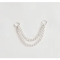 Matte Black Glass Beads with Silver Chain Barbell Style Nipple Rings - Non Piercing - Adjustable - C