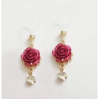 Red Rose Nipple Noose- Non Piercing Nipple Jewelry - Fake Nipple Ring - Adjustable - b-039