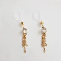 Gold Nipple Noose- Non Piercing Nipple Jewelry - Fake Nipple Ring - Adjustable - b-039