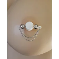 Stainless Steel Double Chain Fake Barbells - Choose your bead size- Non Piercing Nipple Jewelry - b-