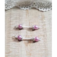 Lots of Colors to choose from- Pair of Fake Nipple Rings - Pearl Beads w/ Clear Rhinestone Rondelles