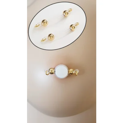 Pair of Stainless Steel Gold 6mm bead Fake Barbells - Non Piercing Nipple Jewelry - b-076 gold