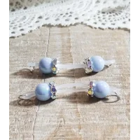 Iridescent Pearl Beads 8mm - PAIR Fake Barbell  - NON PIERCING nipple jewelry b-014