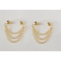 Dainty and So Pretty - Pair of 14k Gold Filled Triple Curb Chain Fake Barbells - Non Piercing Nipple