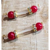Jewel Tone Pearl Beads with Gold AB or Clear Rondelles Fake Barbell Nipple Rings - non piercing nipp
