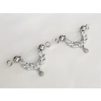 Marquee Rhinestone Nipple Stirrup Fake Barbell  - Non Piercing Nipple Jewelry - Fake Nipple Ring - A