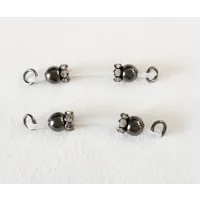 Fake Nipple Rings - GUNMETAL Stainless Steel 6mm Round Beads with Rondelles - Non piercing - b-031