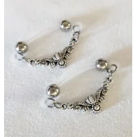 Filigree Fake Barbell - Fake Piercing- None Piercing Nipple Jewelry - b-115