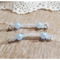 Small Fake Barbells - Non Piercing Nipple Jewelry - 6 mm pearl beads - b-052