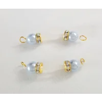 PERIWINKLE and GOLD Fake Barbell-Non Piercing Nipple Rings 8mm beads and AB Rondelles b-097