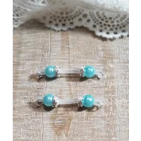 Lots of Colors to choose from- Pair of Fake Nipple Rings - Pearl Beads w/ Clear Rhinestone Rondelles