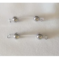 Large (8mm) Stainless Steel Fake Barbell Style Nipple Rings- Non Piercing Nipple Jewelry - b-091