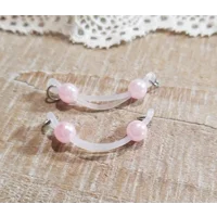 Small Fake Barbells - Non Piercing Nipple Jewelry - 6 mm pearl beads - b-052