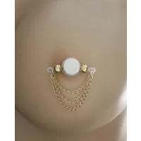Dainty and So Pretty - Pair of 14k Gold Filled Triple Curb Chain Fake Barbells - Non Piercing Nipple
