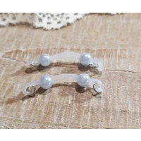 Small Fake Barbells - Non Piercing Nipple Jewelry - 6 mm pearl beads - b-052