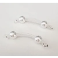 Imitation Pearl Barbells- silver jump rings- Non Piercing nipple jewelry - b-004