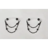 Gunmetal Satellite Chain Fake Barbells - Non Piercing Nipple Jewelry - Fake Piercings b-054
