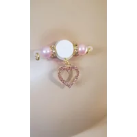 Sweetheart Pink Rhinestone Heart in Gold or Silver Fake Piercing Nipple Jewelry - b-78