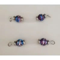 Blue and Purple Foil Beads Fake Barbells NON PIERCING nipple Rings b-070