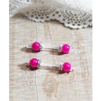 Lots of Colors to choose from- Pair of Fake Nipple Rings - Pearl Beads w/ Clear Rhinestone Rondelles