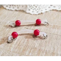 Small Fake Barbells - Non Piercing Nipple Jewelry - 6 mm pearl beads - b-052