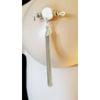 Chain Tassel - Choose your Bead Style - Fake Barbell Nipple Jewelry - Non Piercing - b-102