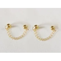Dainty and So Pretty - Pair of 14k Gold Filled Single Curb Chain Fake Barbells - Non Piercing Nipple