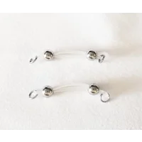 Small (6mm) Stainless Steel Beads Fake Barbell Style Nipple Rings- Non Piercing Nipple Jewelry - b-0