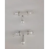 Imitation Pearl Teardrop Barbell Style - NON PIERCING nipple jewelry - Fake Piercing - b-041silver