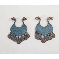 Copper Patina Horseshoe PAIR Fake Barbell-NON PIERCING nipple jewelry - b-051
