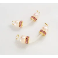 Blush and Pink Gold Rondelles - Fake Barbell Piercing  NON PIERCING nipple Rings 8mm beads b-086