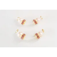 Blush and Pink Gold Rondelles - Fake Barbell Piercing  NON PIERCING nipple Rings 8mm beads b-086